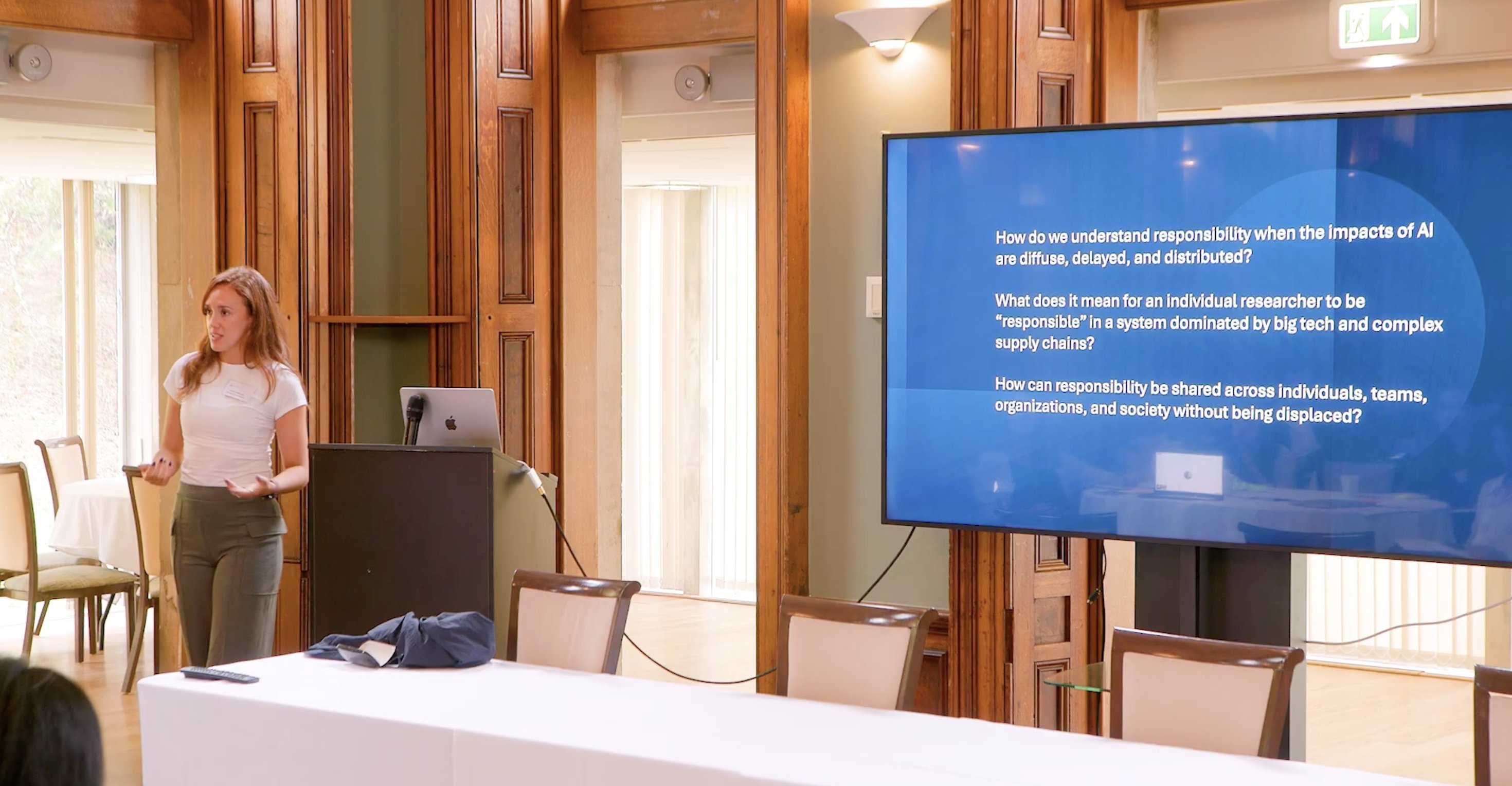 Emily Robinson presenting at a research talk